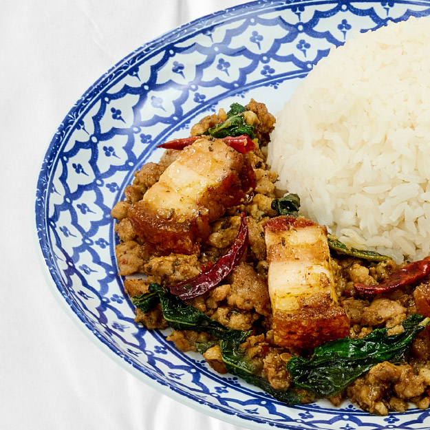 Kaprao Crispy Pork & Minced Pork Rice